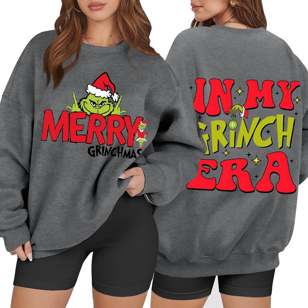 Women's Casual Fashion Long Sleeve Christmas Printed Round Neck Sweatshirt Top