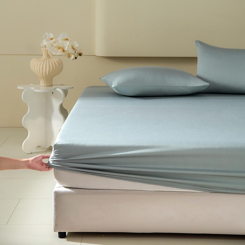 A-Class Sateen Cotton Fitted Sheet Set - Stylish Solid Color, Non-Slip Mattress Protector Cover (3 Pieces)
