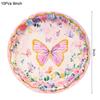 Pink Butterfly Disposable Tableware Set Paper Plates Cup Tablecloth Girls Butterfly Theme Birthday Party Decoration Supplies