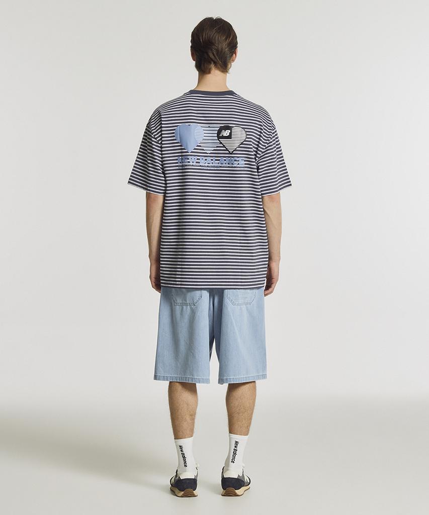 Nyuballanseu Nbneg2A113 / Uni Nb Heart Stripe Short Sleeve Tee (Graphic Black)