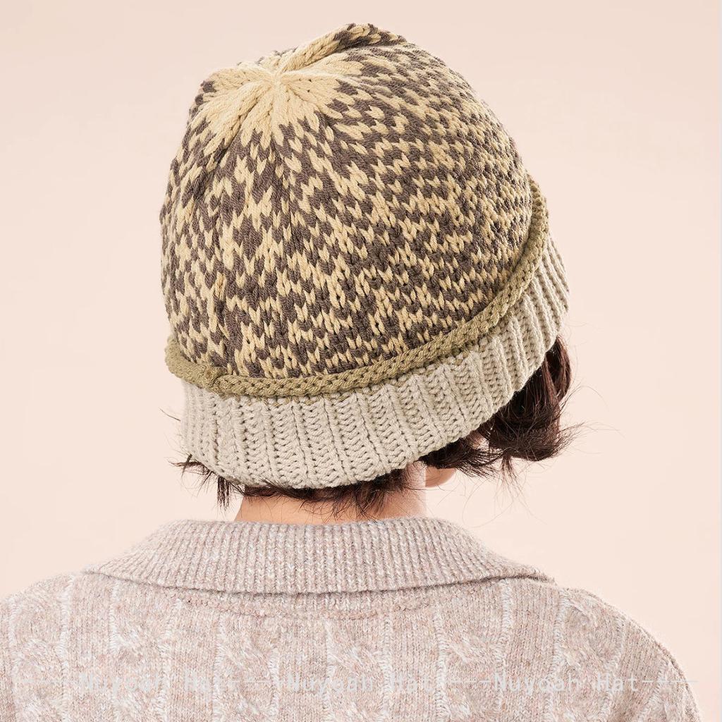 New Men Women Retro Patch Letters Color Block Knitted Hats Warm Fashion Outdoor Beanies Casual Versatile Fel Island Style ins