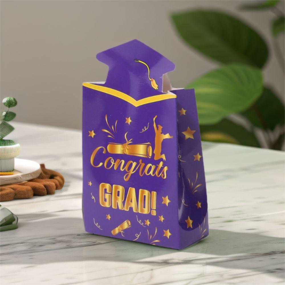 20pcs Paper Material Doctoral Cap Box Celebration Candy Gift Bag Favor Packaging Box  Graduation