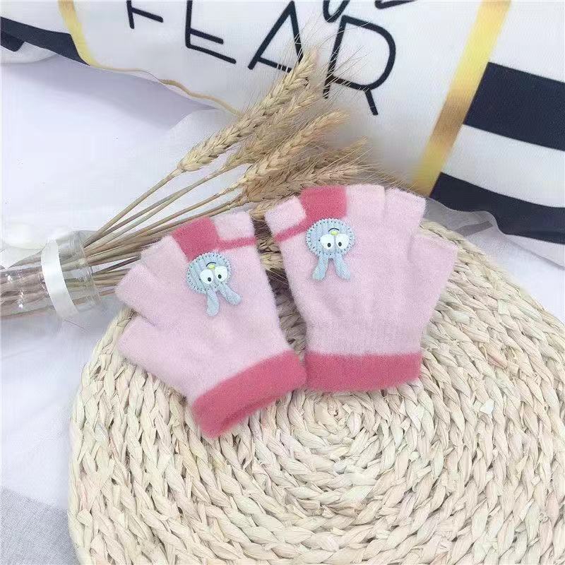 Half Finger Children's Gloves Winter Baby Warm and Cold Gloves Five Finger Cute Student Gloves Children's Gloves