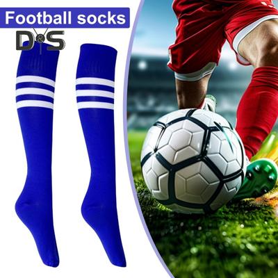 1 Pair Mid-length Socks Striped Anti-slip High Elasticity Sweat Absorption Football Cheerleader Stockings Children Knee Socks Sports School Play Socks