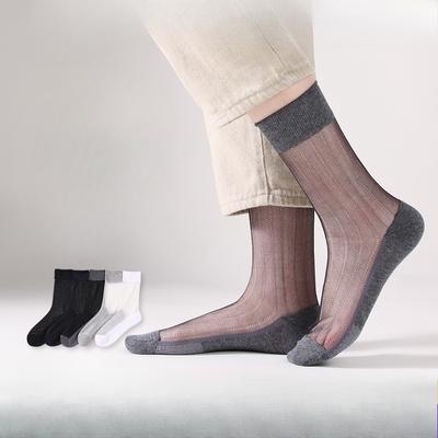 Men's Spring and Summer Simple Breathable Cylinder Crystal Stockings