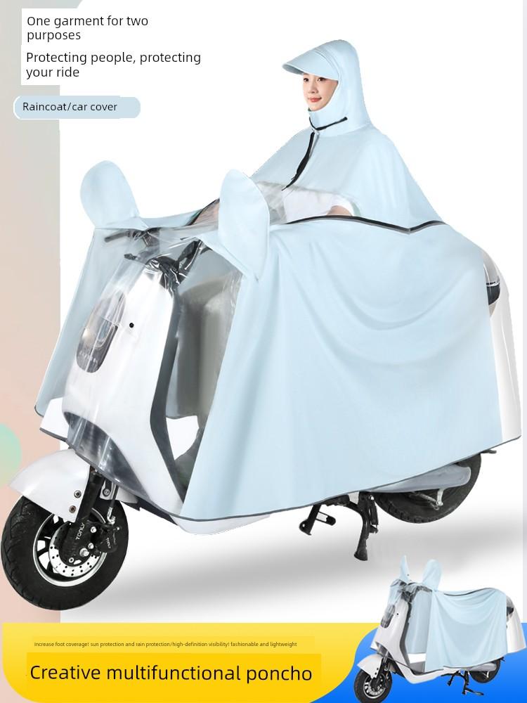 Raincoat for Electric Scooter, Long Full-Body Rain Cover, Storm-Proof, Two-In-One, Thickened and Enlarged, Women's Rain Poncho