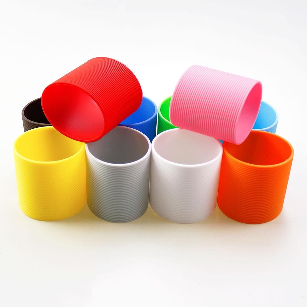 SW 1PC 16 Colors 6.5CM Silicone Cup Cover Stripes Non-slip Heat Insulated For Glass Cup Sleeve 65MM Water Bottle Cup Sleeve