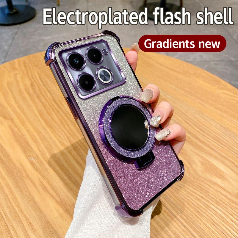 6D Shockproof Holder Ring Mirror Phone Case For Infinix Note 30 40 Pro Plus Smart 9 8 7 5 Spark GO 2023 2024 10 20 10C 20C Cover