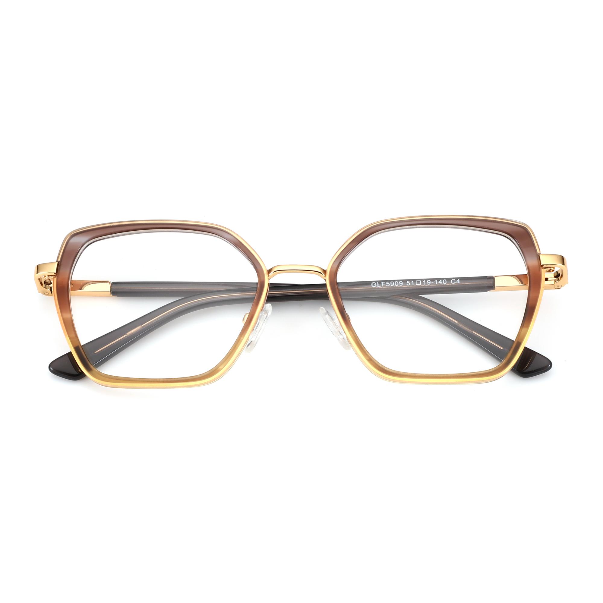 

ZENOTTIC L Size Fashion Acetate Prescription Glasses For Women Hip Polygonal Design Progressive/Photochromic Optical Eyewear Single Version&1.56&None