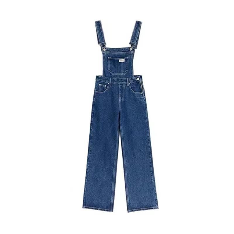 Denim Overalls Women's Spring and Autumn Age-reducing Loose and Thin American Wide-leg Mopping Long Pants