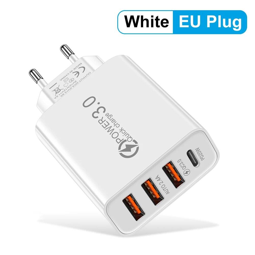 Insgesamt 20W Multi-Port-Wandladegerät USB PD-Adapter für Xiaomi iPhone 13 12 für Samsung Mobiltelefon Stecker Laden