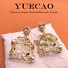 Gold-Plated 3D Hollow Birdcage Earrings: High-End Vintage Court Style for Women