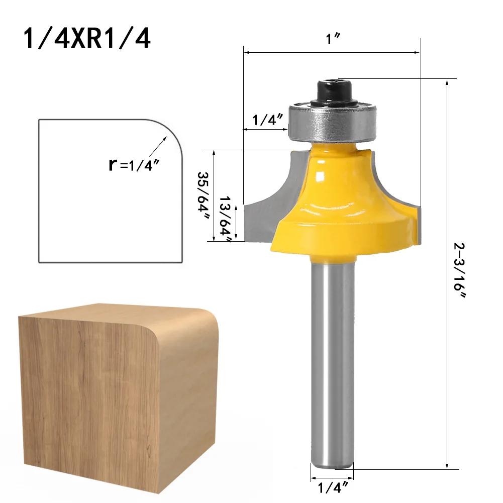 Woodworking Milling Cutter Set Of 4 Pieces Round Corner Cutter Trimming Machine Tool Head Woodworking Chamfer Milling Cutter Set
