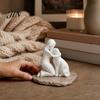 Moisture-proof Home Decor 3D Printed Girl with Dog Figurine Ornament, Minimalist Squatting Pose Pet Lover Gift Sculpture, Healing & Decoration,