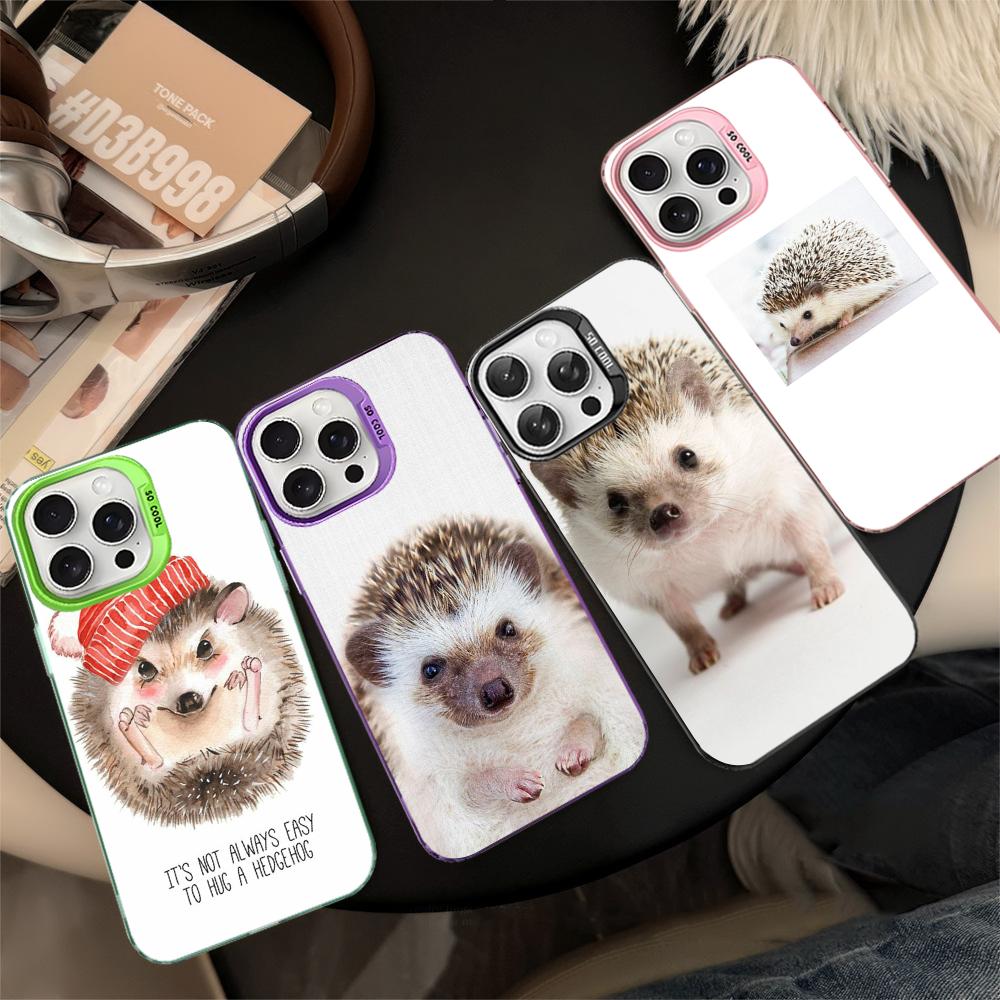 Cute Animal Hedgehog Phone Case For IPhone 16 15 14 13 12 11 Pro Max X XR XSMAX 8 7 Plus Matte Shockproof Back Cover