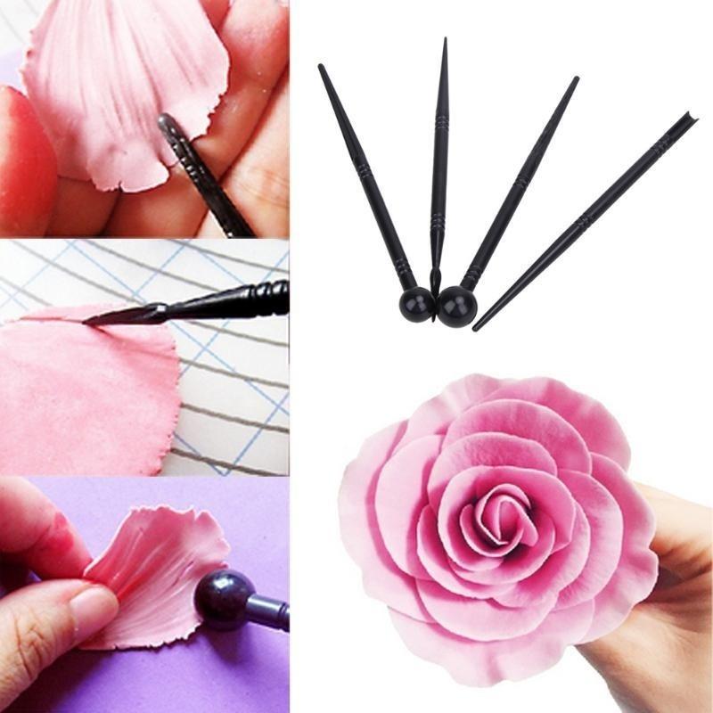 DIY Baking Cake Decorating Tools Kitchen Carved Pens Biscuits Cake Flower Modelling Pen 4pcs/set