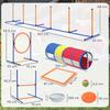 Dog Agility Equipment, 12-Piece, 4 Tunnels, Jumps, Ring, Slalom, 357 x 65 x 68 cm, Multicolored