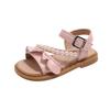 Children's Sandals Sweet Ruffles Beading Girls Princess Causal Wedding Sandals Trendy Elegant Kids Open-toe Sandals Shoes I03051