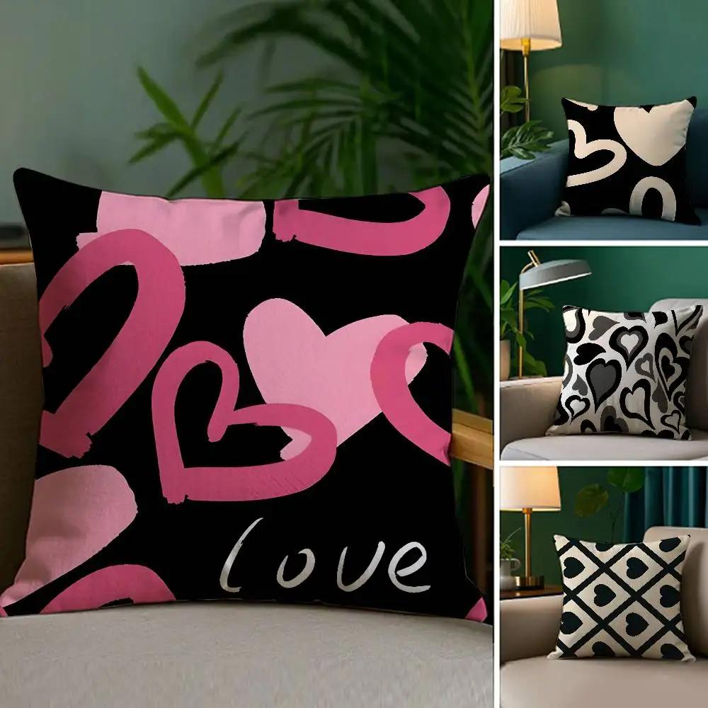 Fashion Love Heart Pillow Case Sofa and Living Room Decorative Cushion Covers Dustproof and Miteproof Invisible Zipper