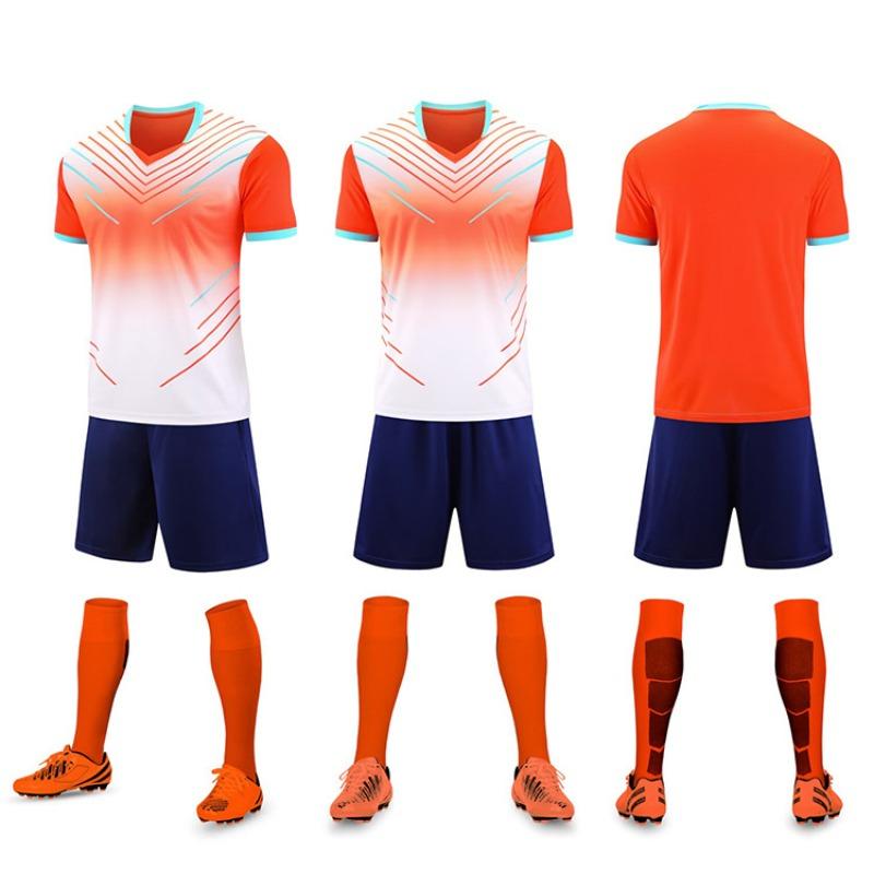 Football Jersey Set Men'S Game Sports Jersey Adult Primary School Students Children'S Training Jersey Short-Sleeved Jersey Quick-Drying
