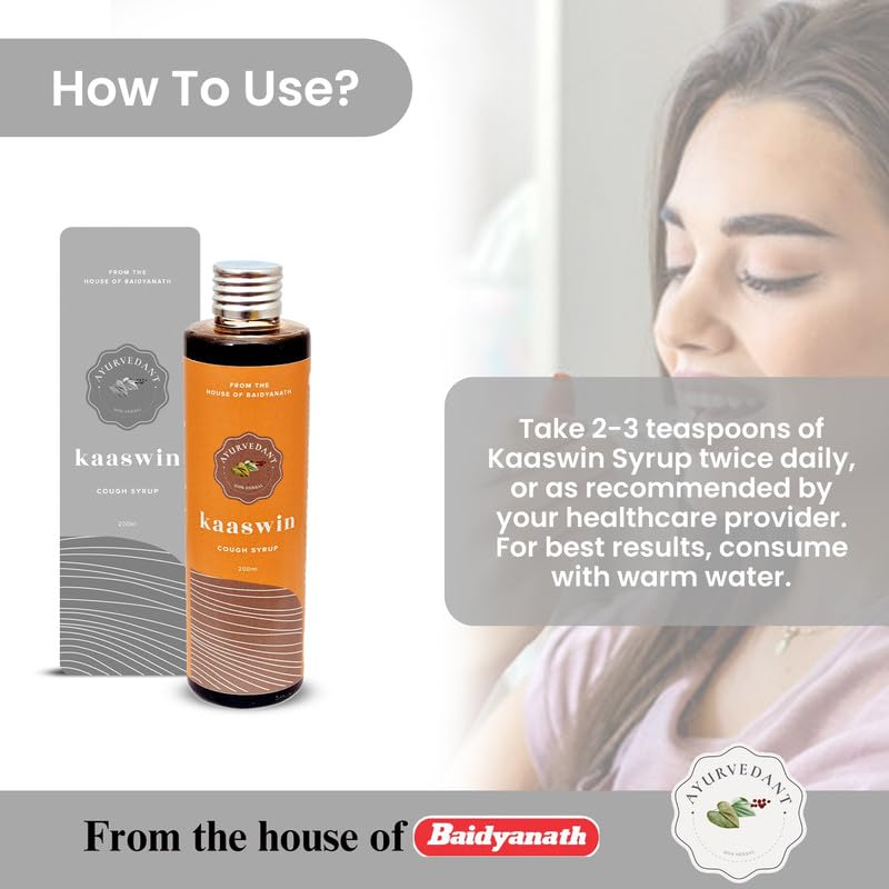 Baidyanath Ayurvedant Kaaswin Syrup 200 Ml Herbal Cough And Cold Relief For Respiratory Comfort Pack Of 1