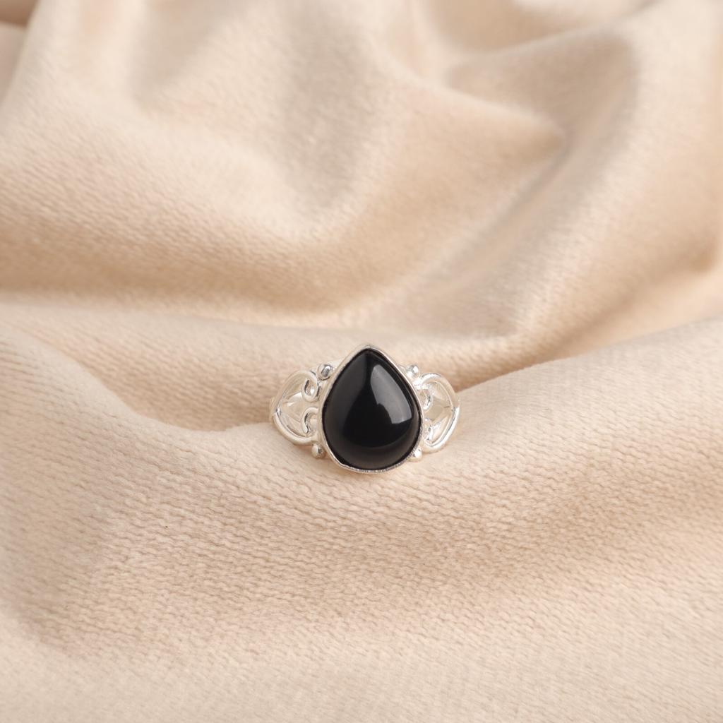 Natural Black Tourmaline Gemstone 925 Sterling Silver Jewelry Handcrafted Ring RR-46-22