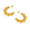 Retro Korean Style Titanium Steel Gradient C-Shaped Earrings with Small Steel Ball
