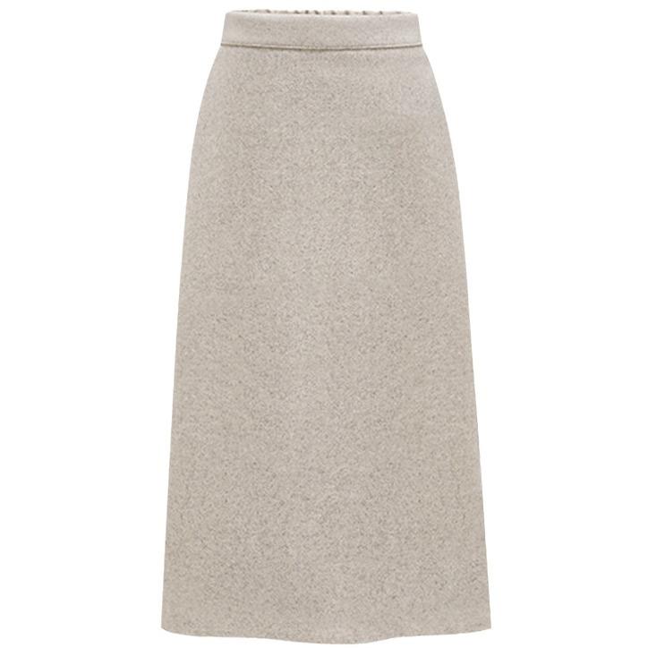 Women's High-Waisted Wool Midi Skirt - Retro A-Line for Autumn/Winter