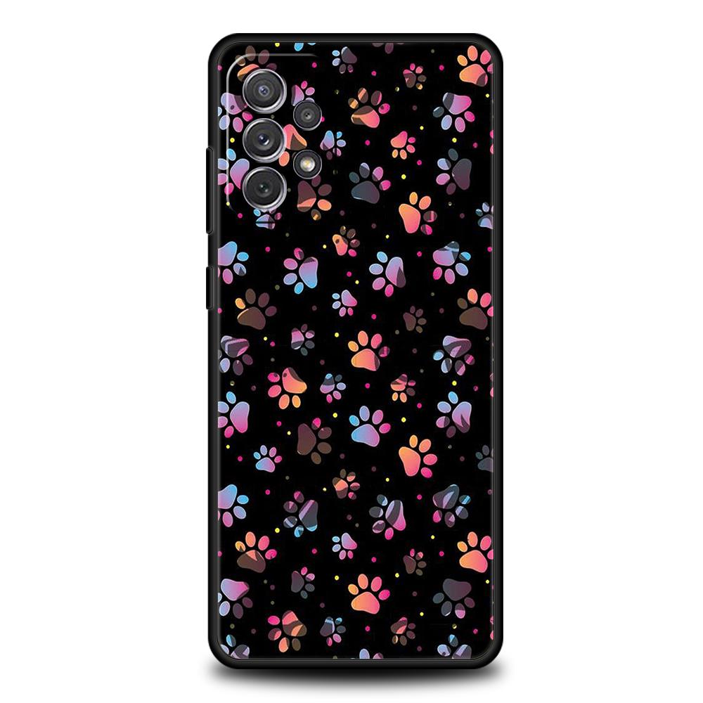 Dog Footprint Paw Cute Phone Case for Samsung Galaxy A15 A14 A25 A54 A34 A51 A71 A72 A73 A32 A52 A11 A21S A31 A41 5G Soft Shell