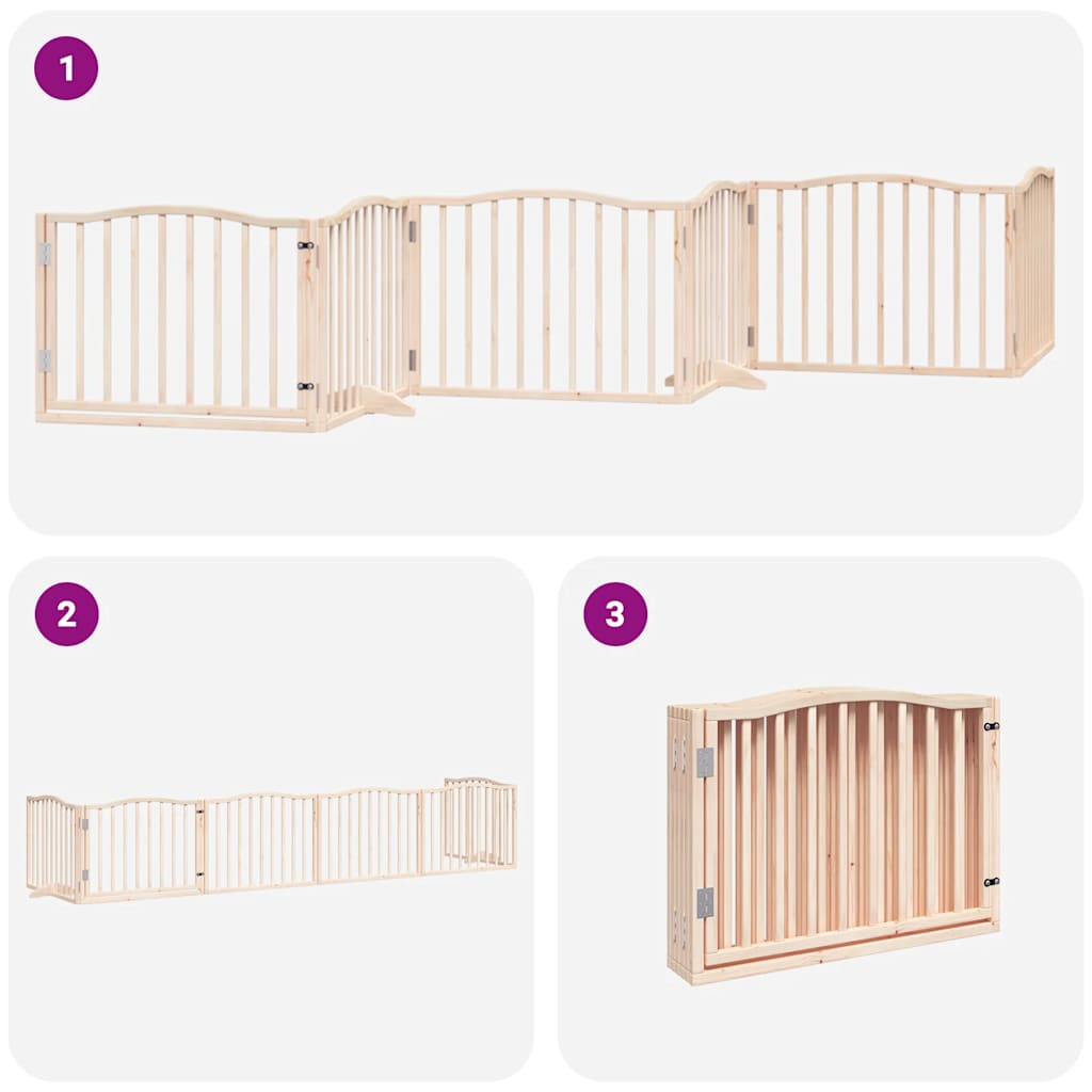 6 Piece Foldable Dog Gate 480 cm Poplar Wood