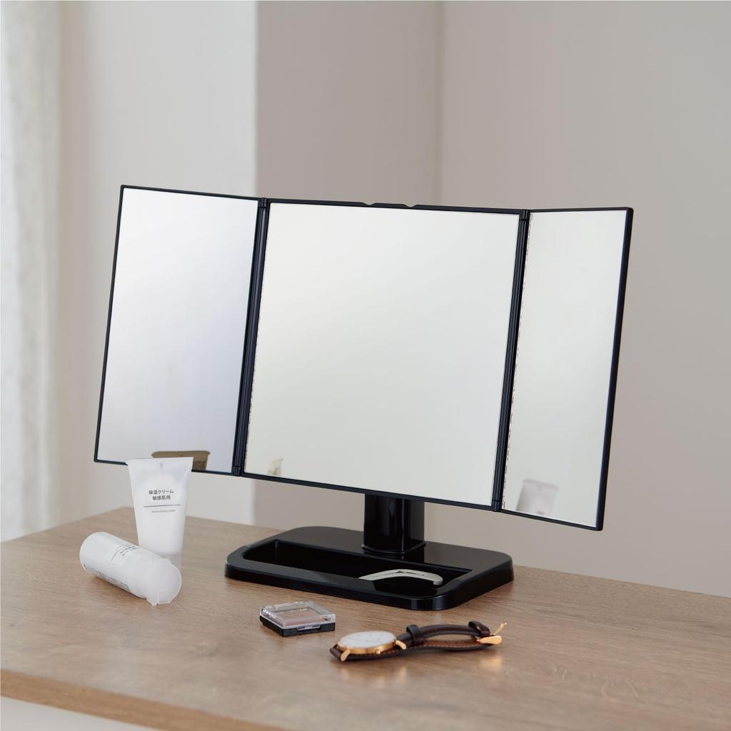 Belca Folding Tabletop W X D X Standing Makeup Cosmetic Mirror DI-T3LBK Mirror, Large, 17.5" 5.7" 10.2" H, Black, Compact, Mirror, Mirror,