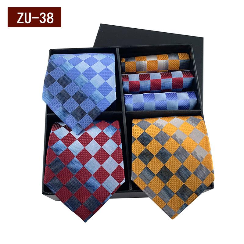 Men'S Gift Box Tie, Fashionable Business Striped Tie Square Scarf Combination Set, Luxury Gift Box.