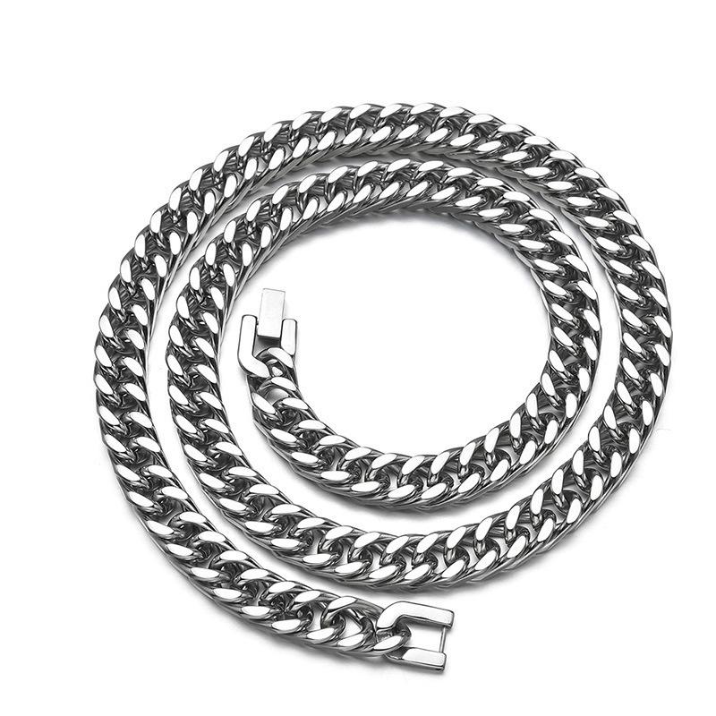 Titanium Steel Cuban Chain Bracelet: Unisex, Four-Sided, Double Weave, Hip Hop Style.