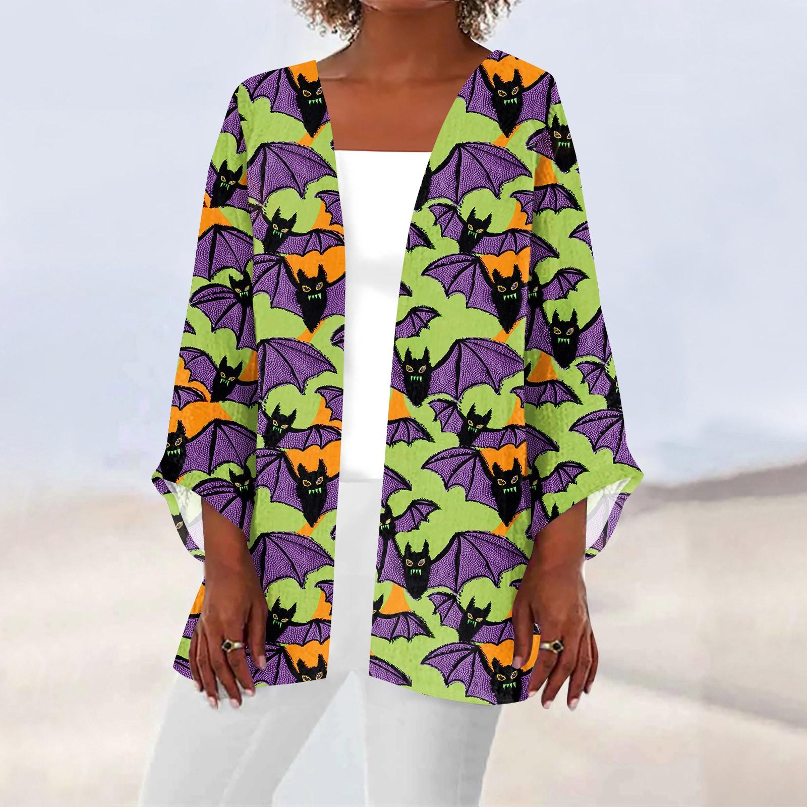 

Женская повседневная и модная легкая куртка средней длины с принтом на Хэллоуин XXXL