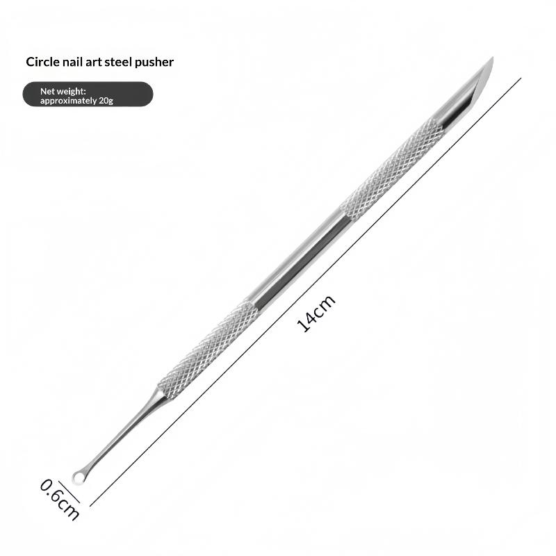 1/4PCS Double-ended Cuticle Remover Manicure Tool Stainless Steel Bevelled Stick for Home DIY Nail Art Use