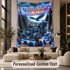 Lastwagen (50) Thema Personalisierte Wandteppich Benutzerdefinierter Name Text Wandbehang Tapisserie Haus Hintergrund Dekoration
