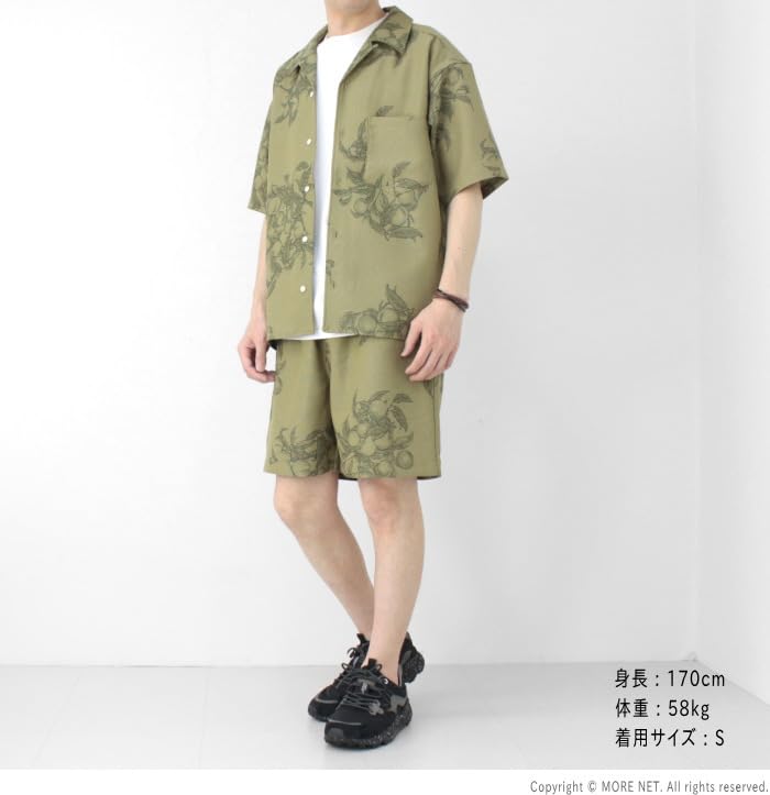 NANGA Saru Shirt N2500-1J600C Men's Short Sleeve Open Collar Floral Print M KHA Khaki