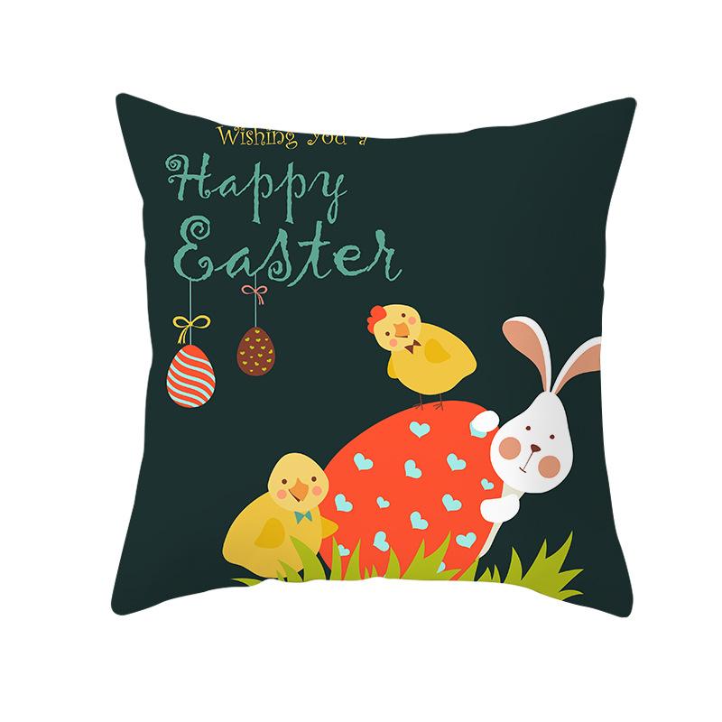 Easter Cartoon Cute Rabbit Digital Printing Short Plush Pillow Covers Decorative for Car Sofa Office Cushion Cover Home Goods