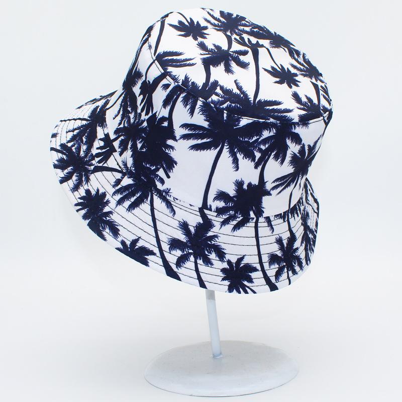 Strand Kokospalme Druck Eimerhut Unisex Fischerhüte für Herren und Damen Sommer Outdoor Sonnenschutz Mode Dekorieren Panama