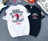 Japanese Lucky Ghost Little Devil Pilot American Retro Cartoon Printed Locomotive Short-sleeved T-shirt Men Women Half-sleeved