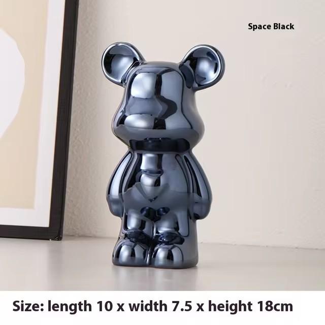 Ceramic Cartoon Teddy Bear Figurine Love Bear Ornament Living Room Small Piggy Bank Wine Cabinet Desktop Home Decoration