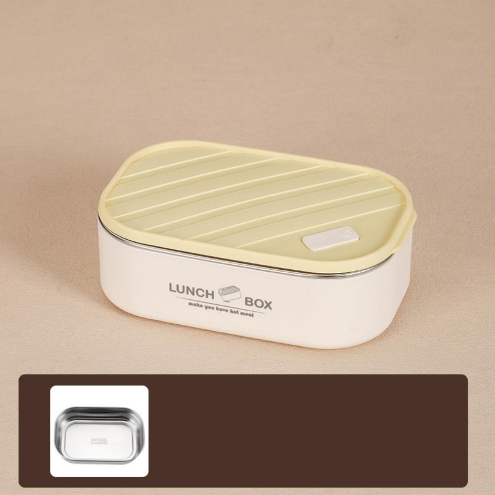 

600ml Insulated Lunch Box Detachable Food Box Multifunctional Food Storage Container Winter Yellow Single Grid