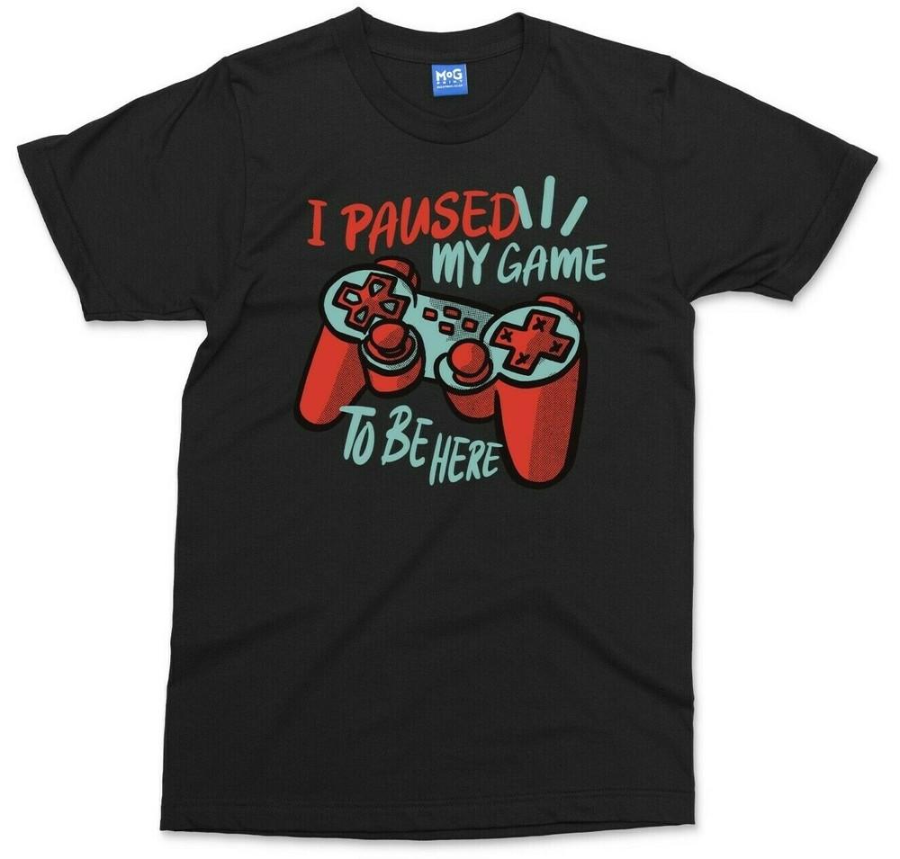 

I Paused My Game To Be Here T-shirt Gift For Gamer Kids Boys Gaming Funny Tee XL