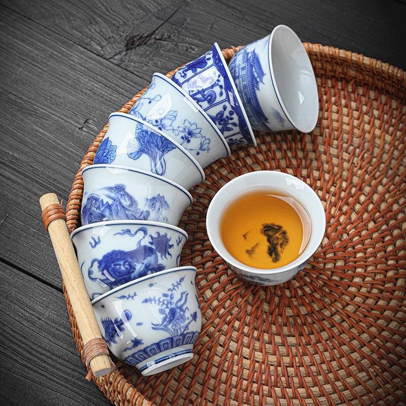 Zebian Retro Blue and White Ceramic Kung Fu Tea Cup
