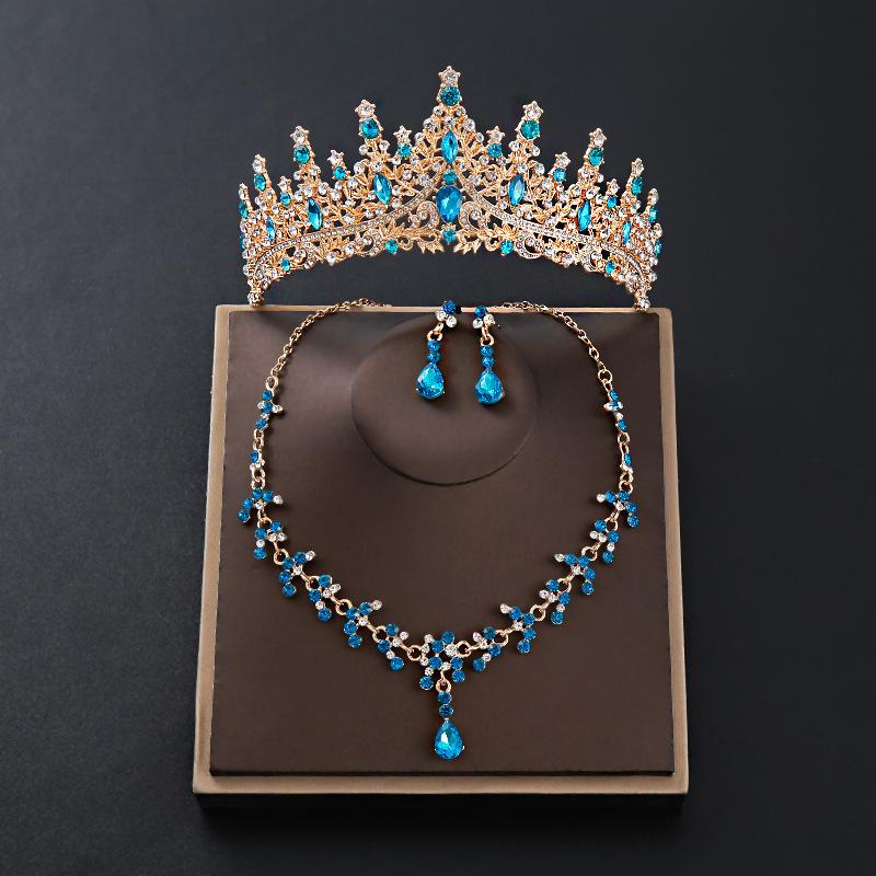 

Bridal Crown Three Piece Set Alloy Rhinestone Hair Crown Tiara Queen Wedding Dress Accessories Birthday Party Party