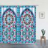 Tenda da Doccia Marocchina 3D Cancello Invecchiato Motivo Geometrico Design Porta d'Ingresso Ingresso Stile Orientale Architettonico Tende da Bagno