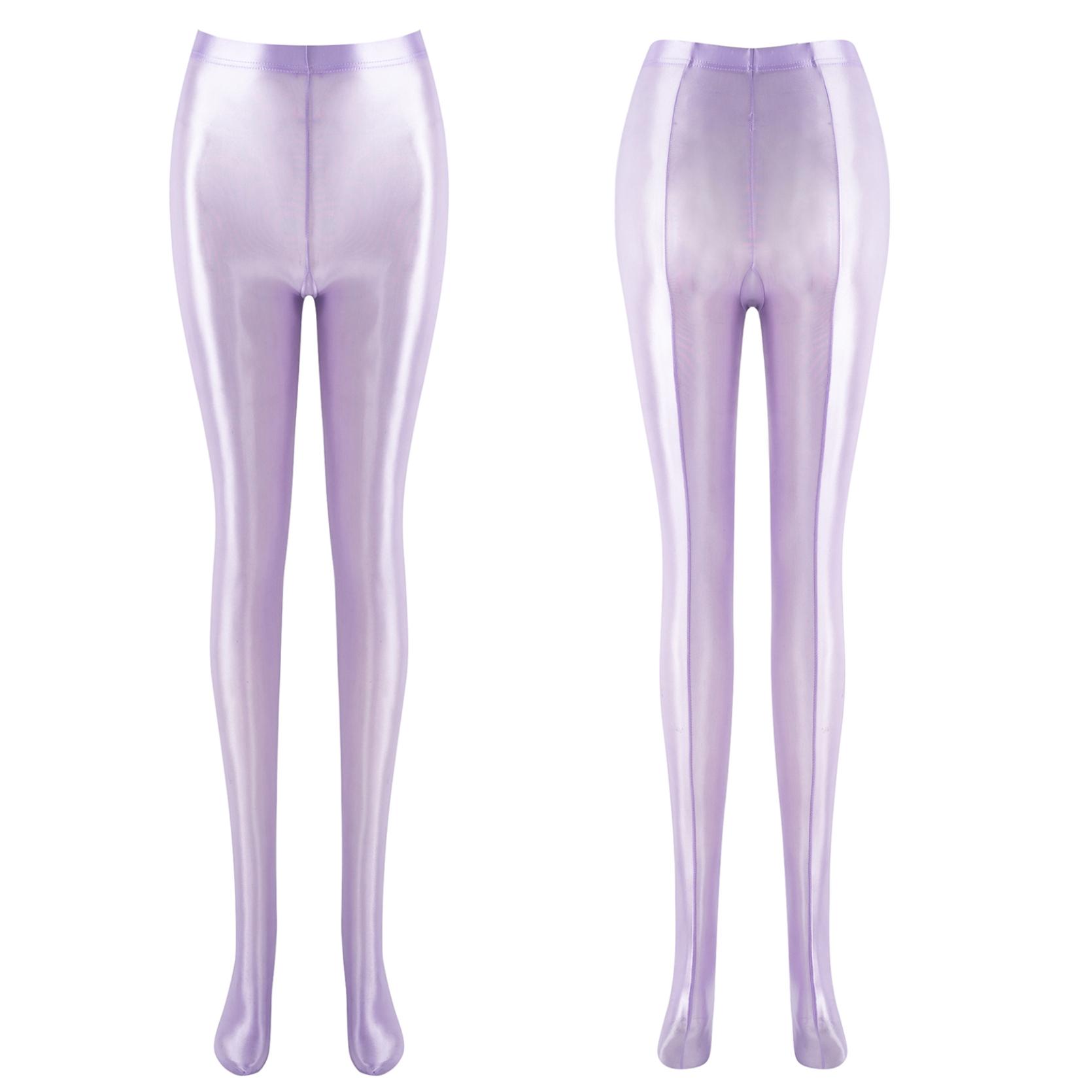 

Женские блестящие масляные глянцевые колготки, колготки, леггинсы, блестящие чулки, нижнее белье XL светло-фиолетовый