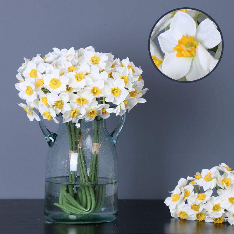 Vibrant 6pcs Fake Silk Narcissus Daffodil Flowers For Perfect Home Ambiance