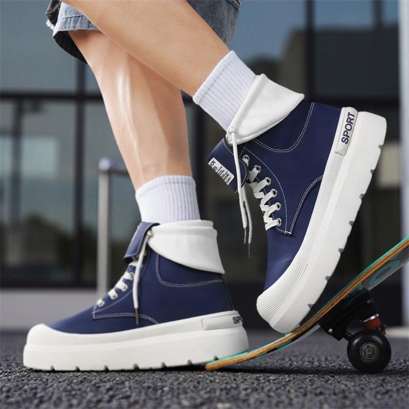 Pánské vysoké boty na silné podrážce Všestranné a trendy britského stylu Pracovní boty Pohodlné a protiskluzové