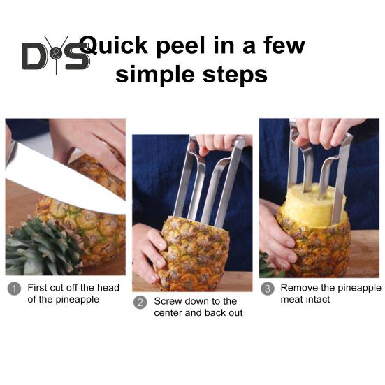 Pineapple Peeler Corer Cutter Tool Stainless Steel Fruit Slicer Lightweight Kitchen Gadget for Home Picnics Parties Travel